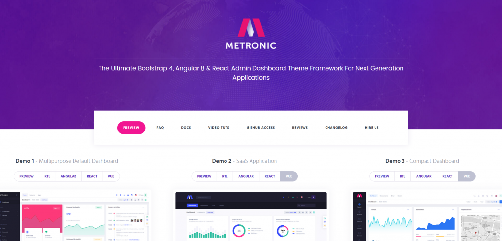 Metronic – Bootstrap 4 HTML, React, Angular 8 & VueJS Admin Dashboard Theme