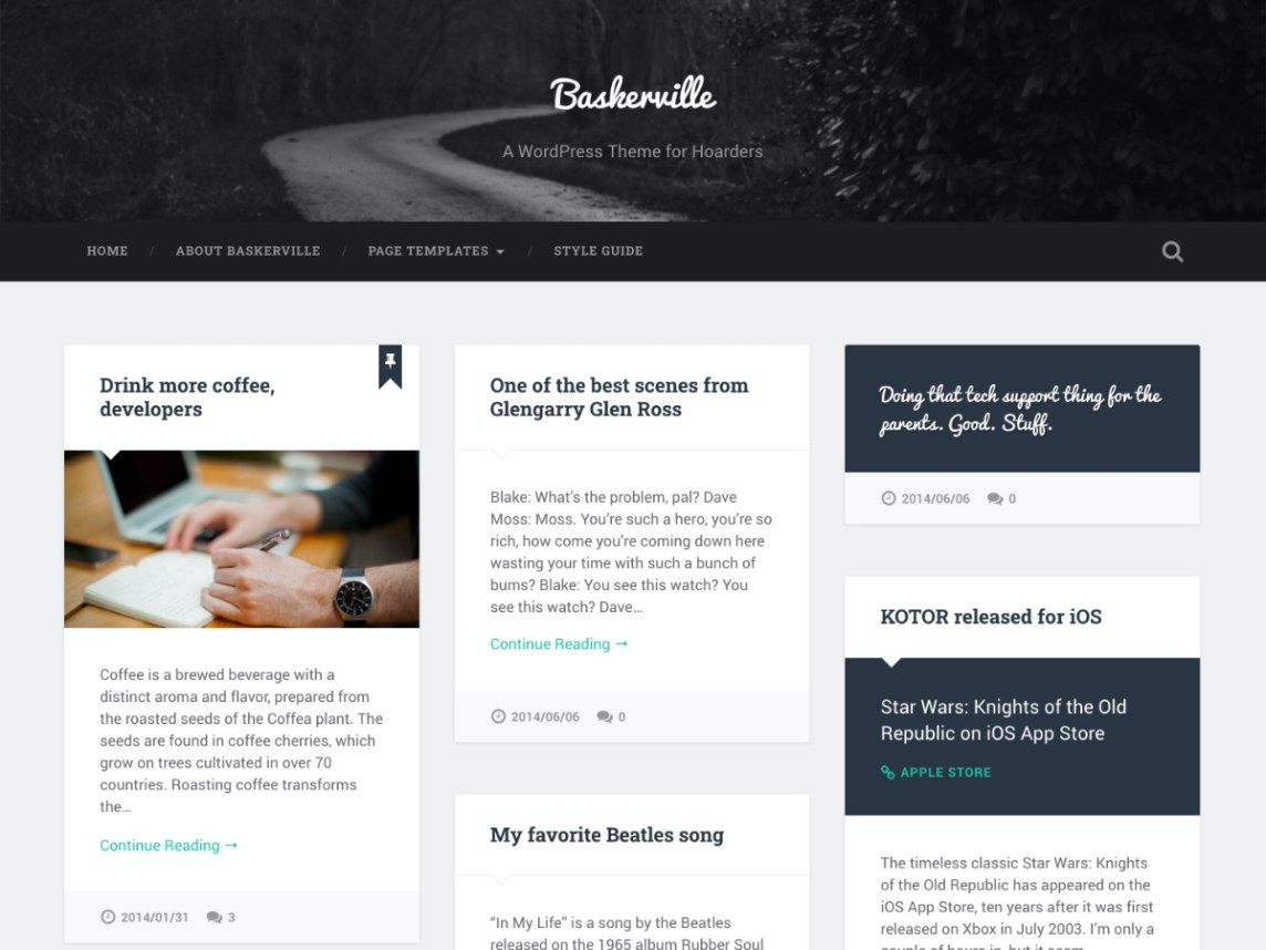 Baskerville a beautiful WordPress blog theme