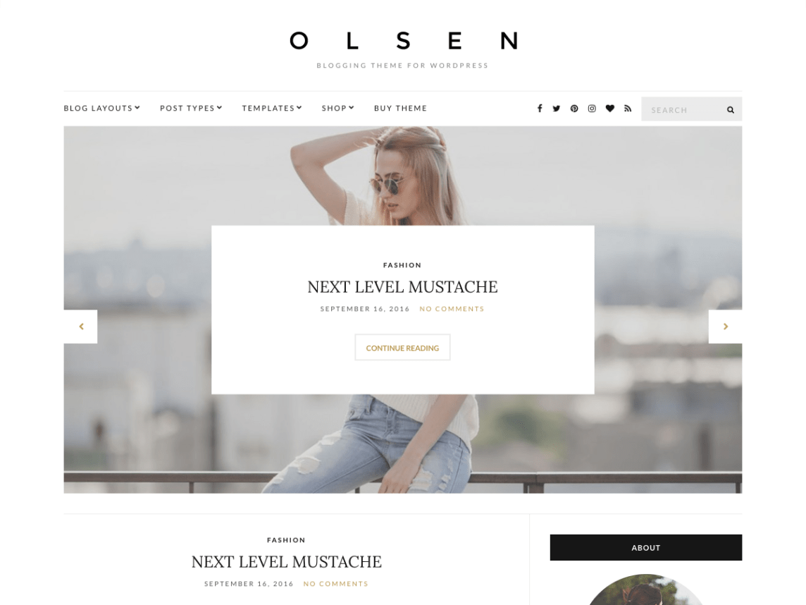 Olsen Light a clean minimal WordPress blog theme